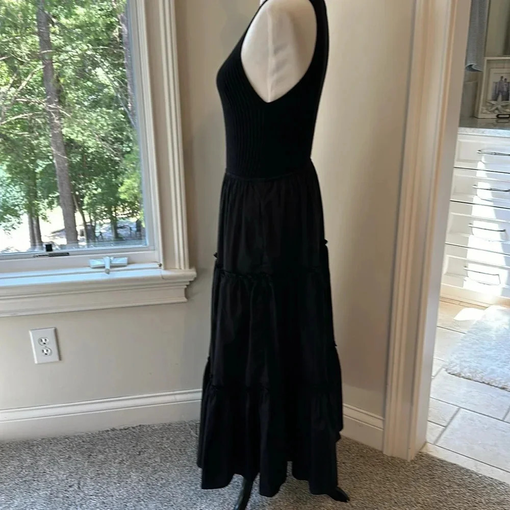 Evereve Arya Rib Knit V-neck Tank w/flowy, ruffle tier dress, Medium, Like new - Picture 5 of 9